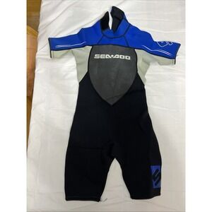 SeaDoo BRP Stallion Shorty Wetsuit Youth Size  10 Black/Royal